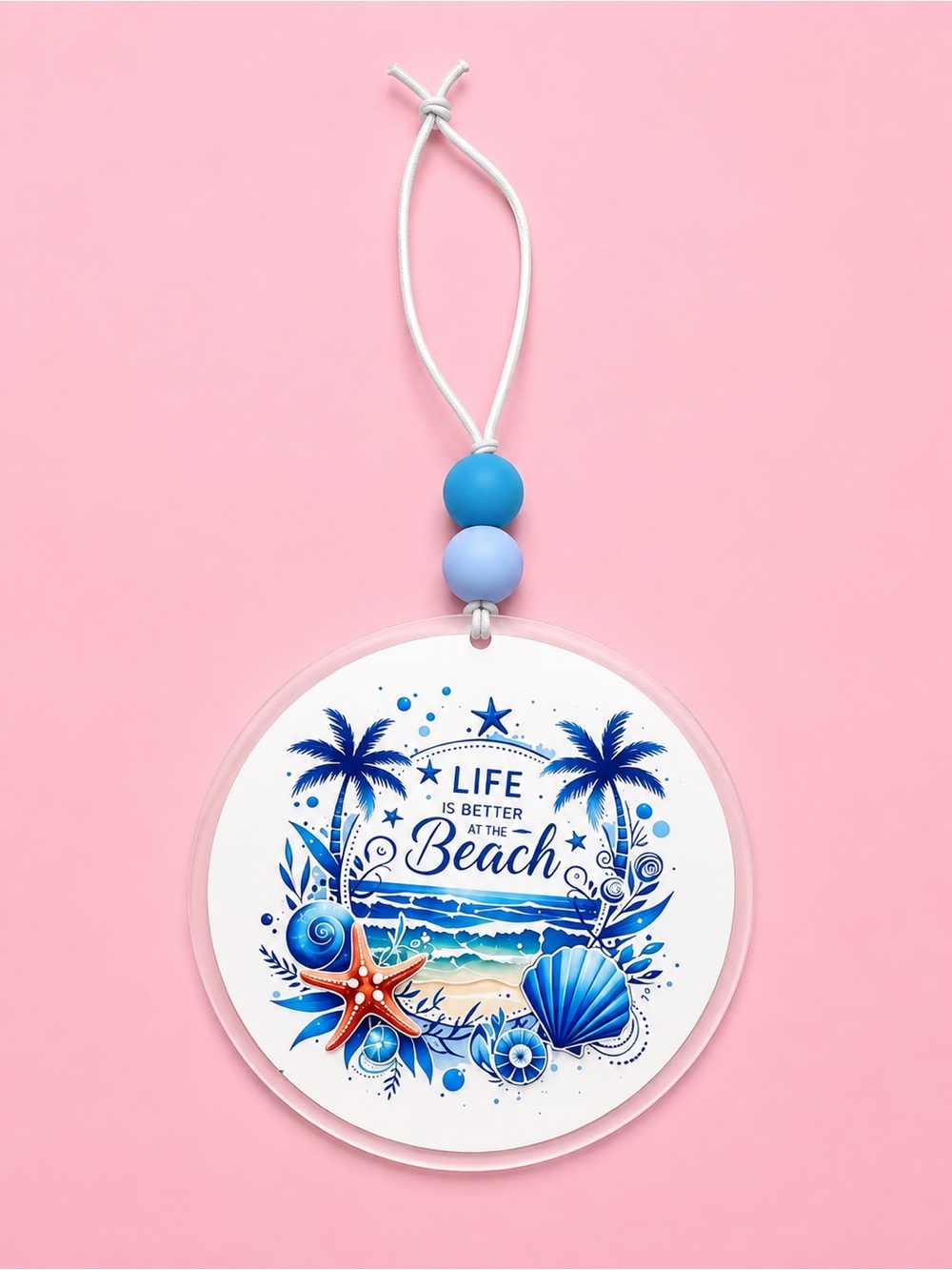 Beach Life Car Charm- Blue 4in